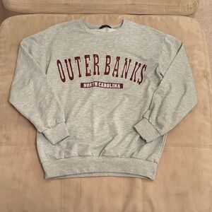 SHEIN Gray Crewneck Sweater with Red Print